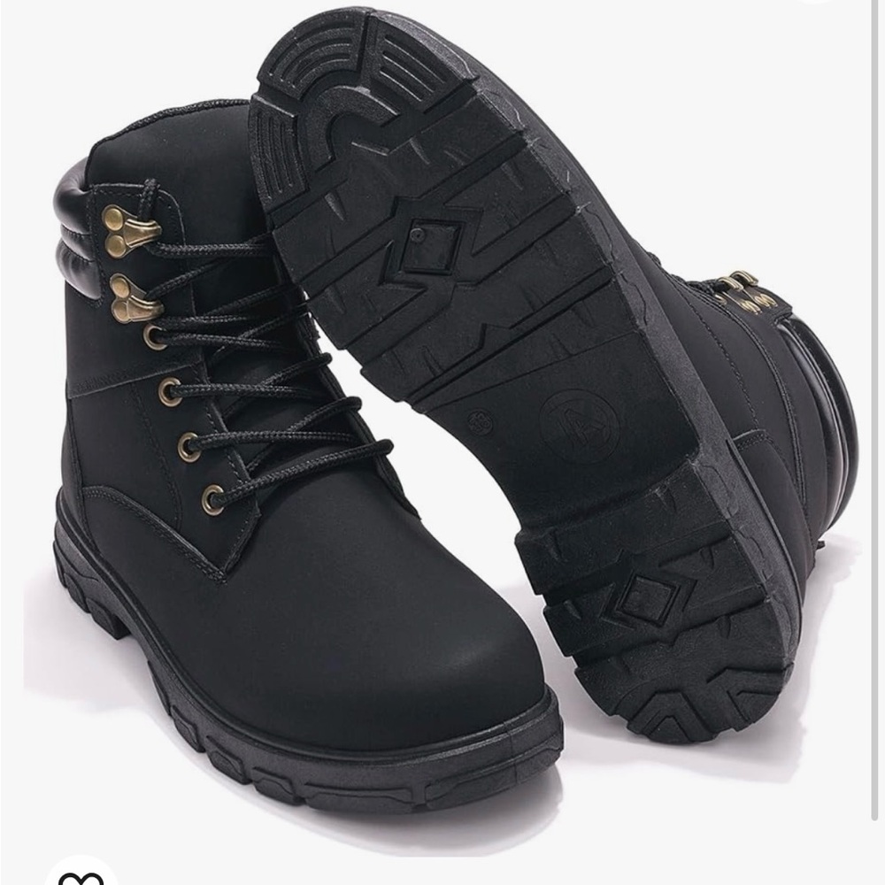 COPY - DADAWEN Women's Waterproof Lace Up Low Heel Combat Boots Ankle Booties